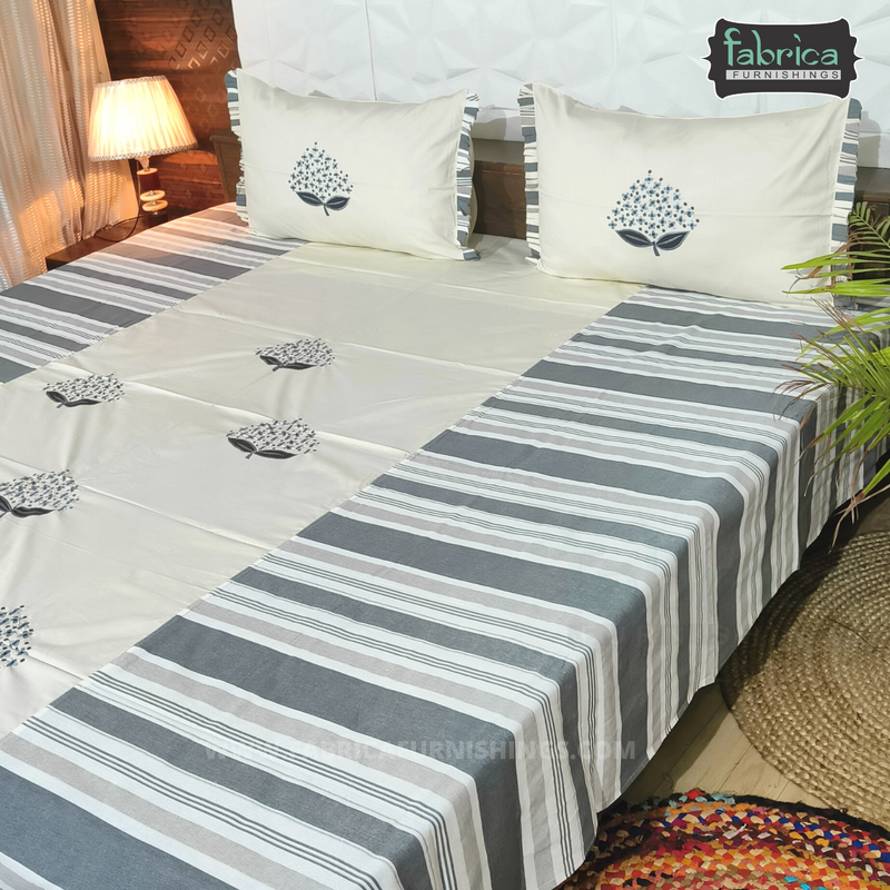 Decor Designer Mix & Match Embroidery cotton King Size Bedsheet