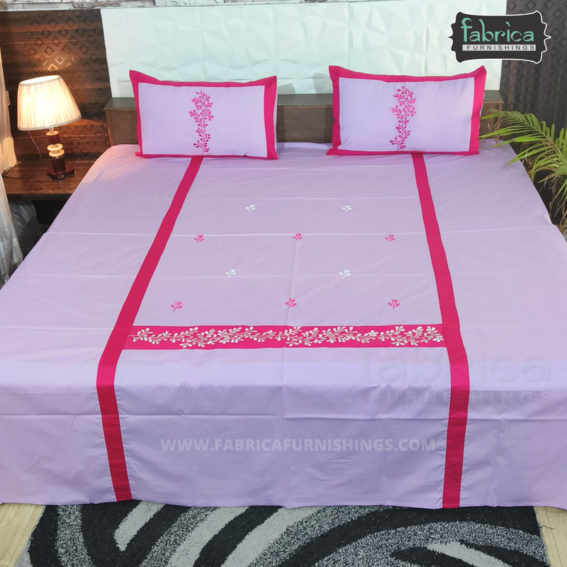 Decor Designer Mix & Match Embroidery cotton King Size Bedsheet