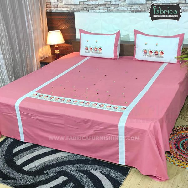 Decor Designer Mix & Match Embroidered cotton king size Bedsheet