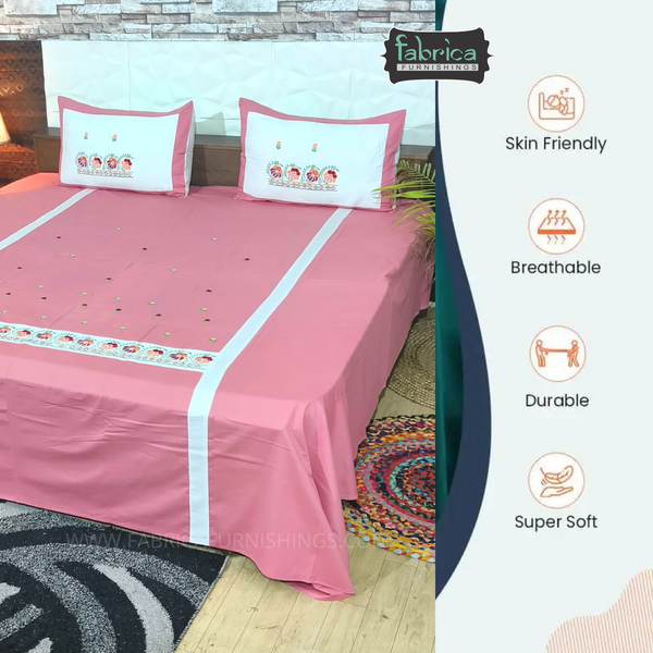 Decor Designer Mix & Match Embroidered cotton king size Bedsheet