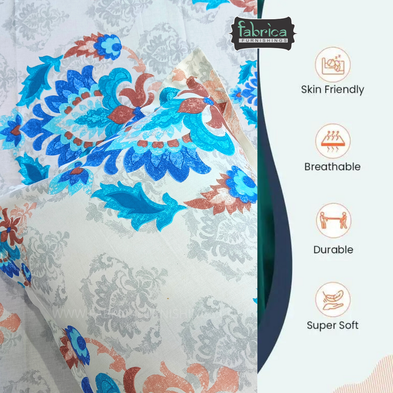 Fabby Decor Designer Print Cotton King Size Bed Sheets