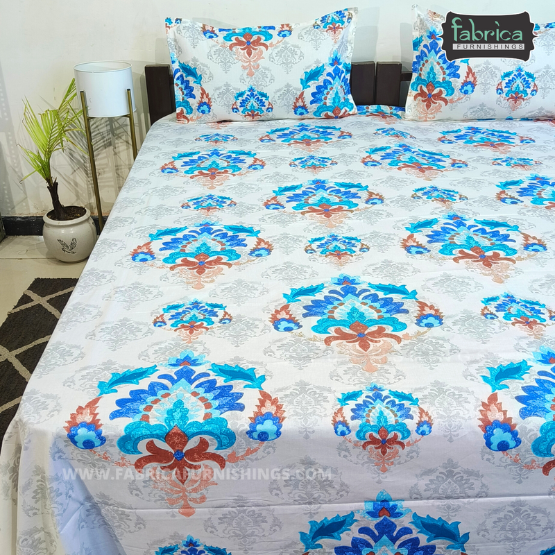 Fabby Decor Designer Print Cotton King Size Bed Sheets