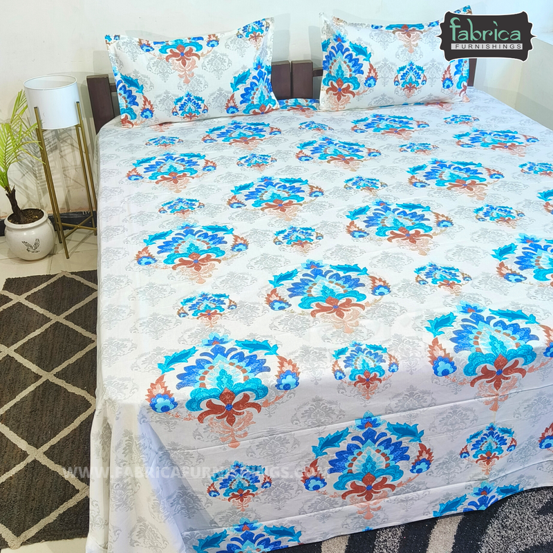 Fabby Decor Designer Print Cotton King Size Bed Sheets