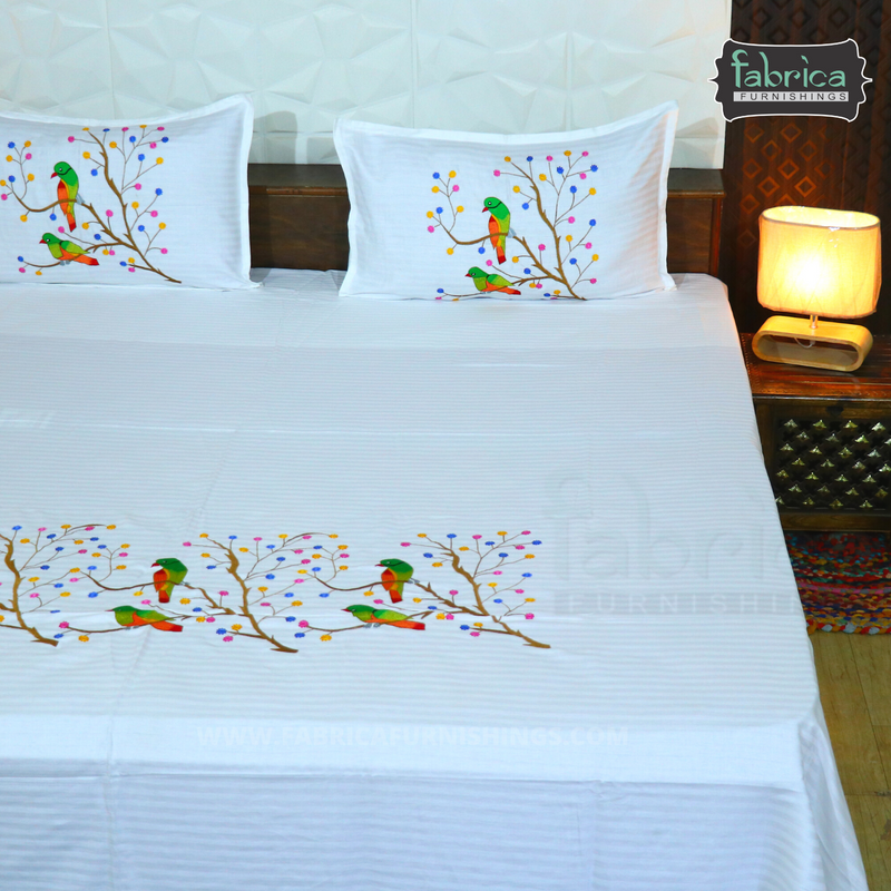 Fabby Decor Classic Embroider Cotton Designer King Bed Sheets