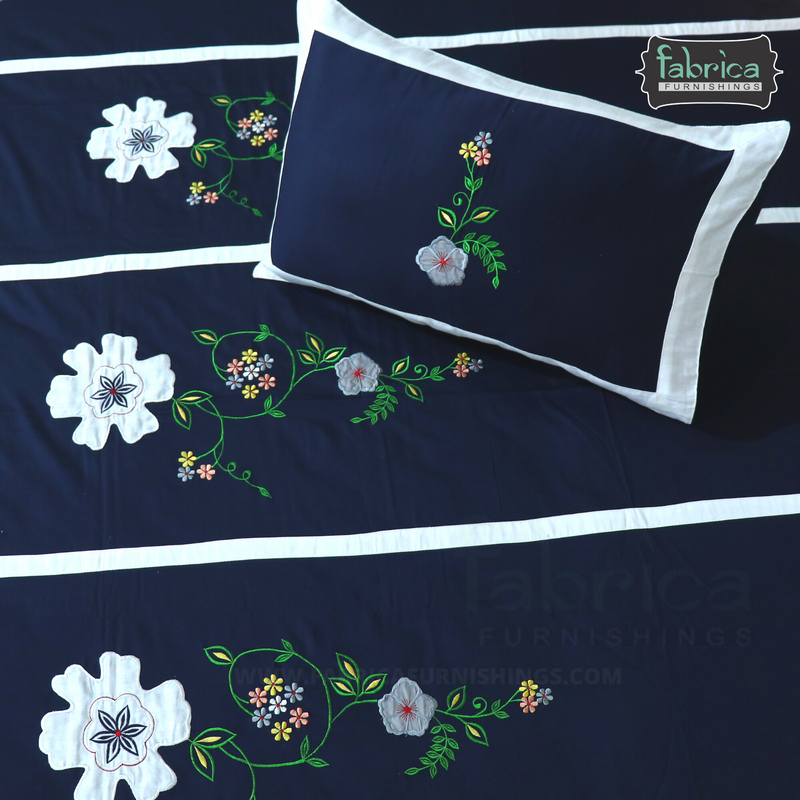 Fabby Decor Classic Embroider Cotton Designer King Bed Sheets