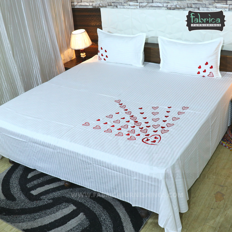 Fabby Decor Classic Embroider Cotton Designer King Bed Sheets
