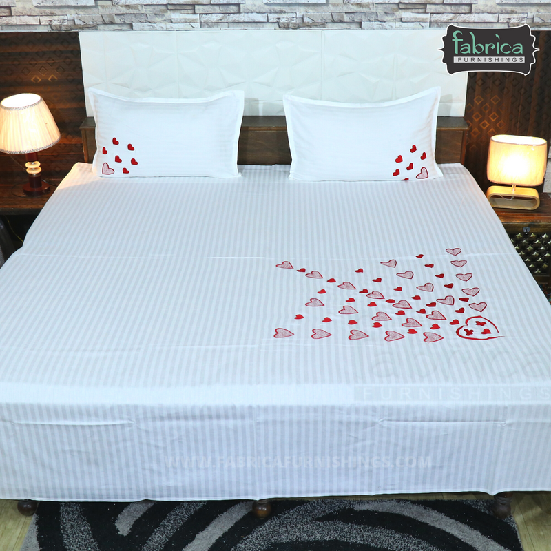 Fabby Decor Classic Embroider Cotton Designer King Bed Sheets