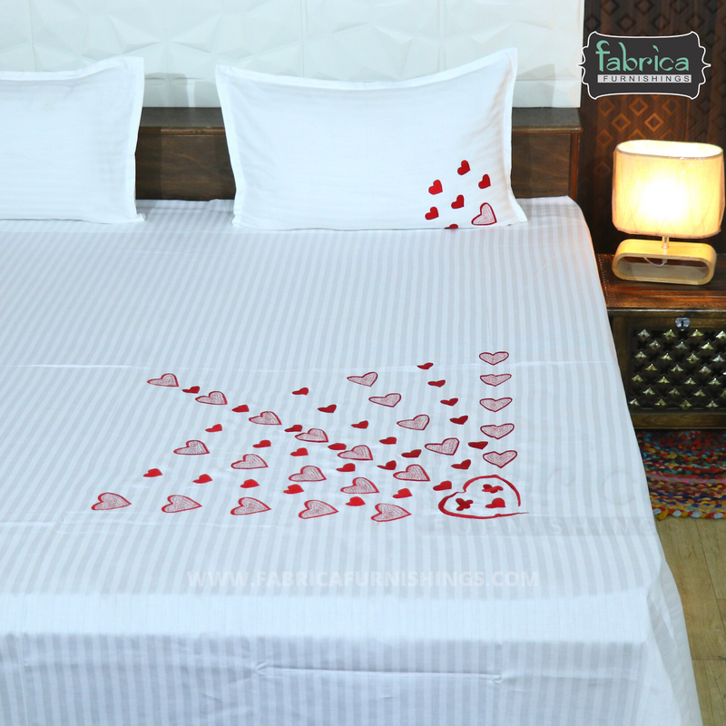 Fabby Decor Classic Embroider Cotton Designer King Bed Sheets