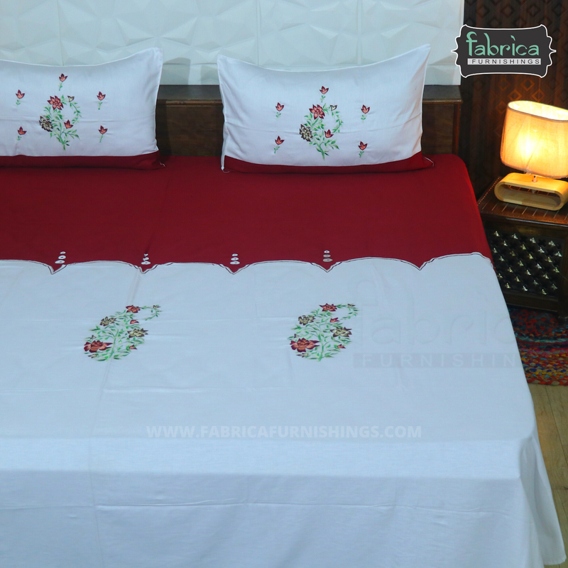 Fabby Decor Designer Embroidered king Size Bed Sheets