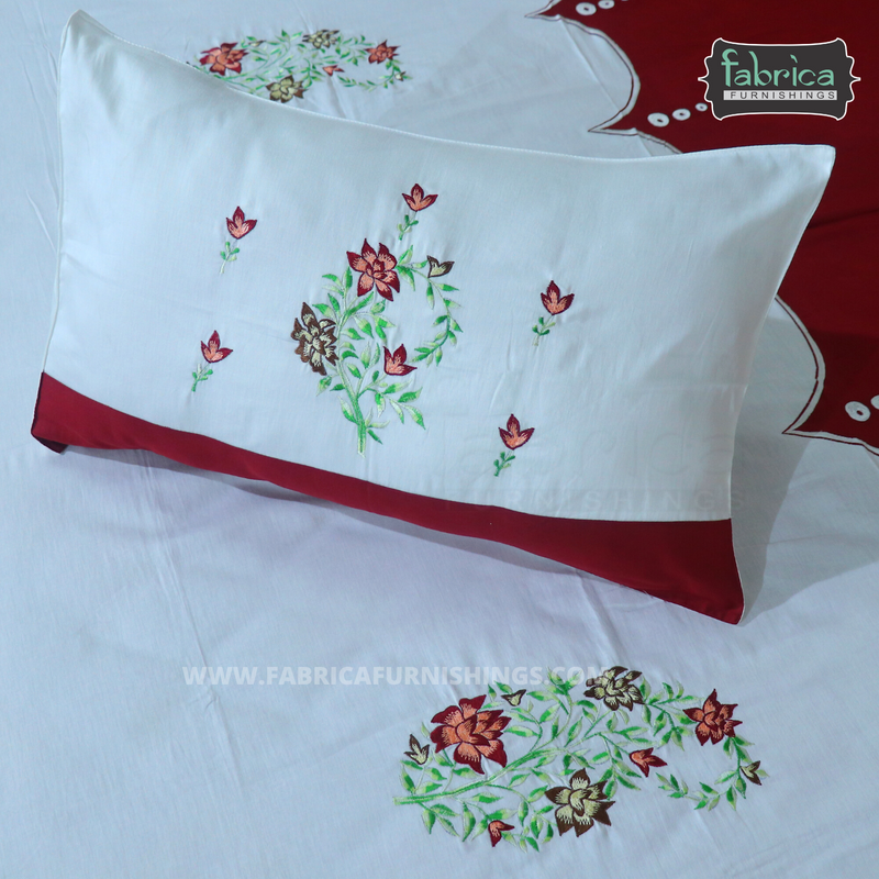 Fabby Decor Designer Embroidered king Size Bed Sheets