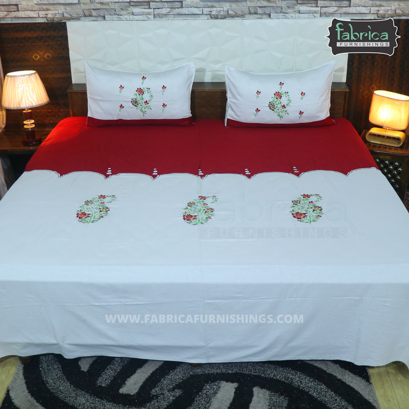 Fabby Decor Designer Embroidered king Size Bed Sheets