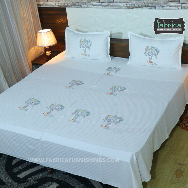 Fabby Home Designer kingsize Embroidered Bedsheet