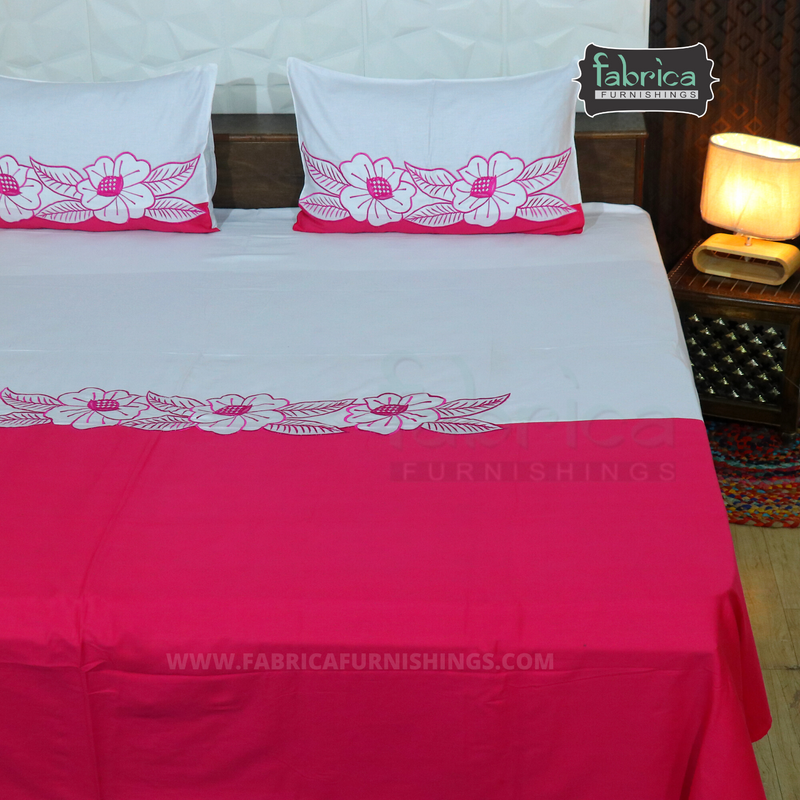 Fabby Decor Designer Embroidered king Size Bed Sheets