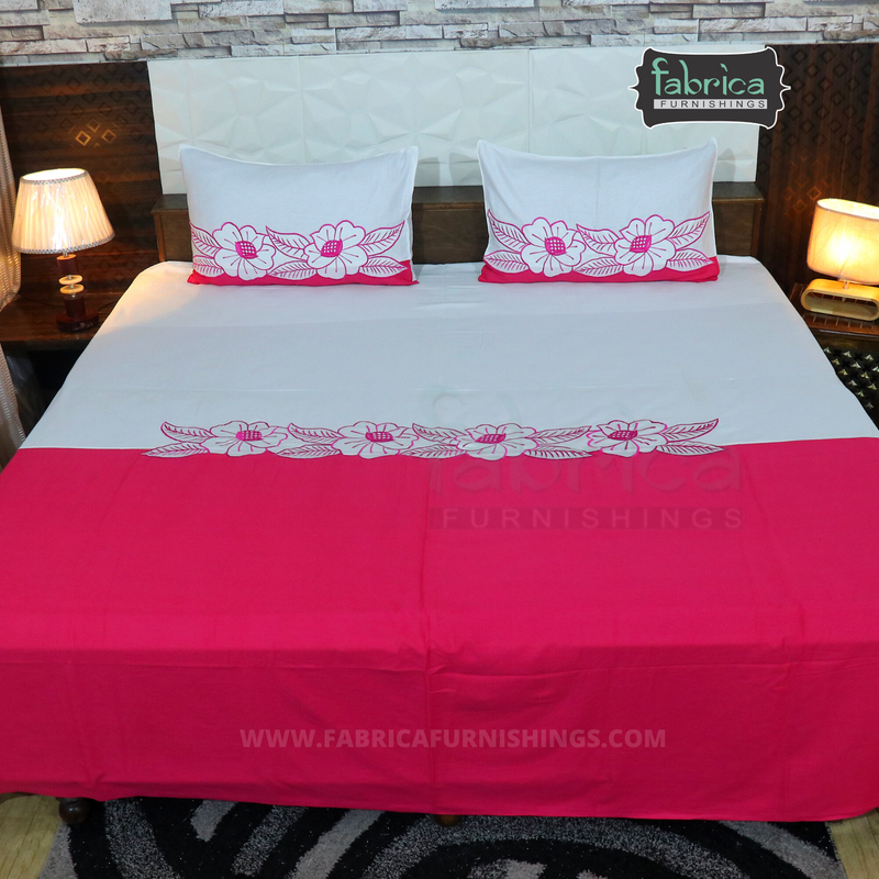 Fabby Decor Designer Embroidered king Size Bed Sheets