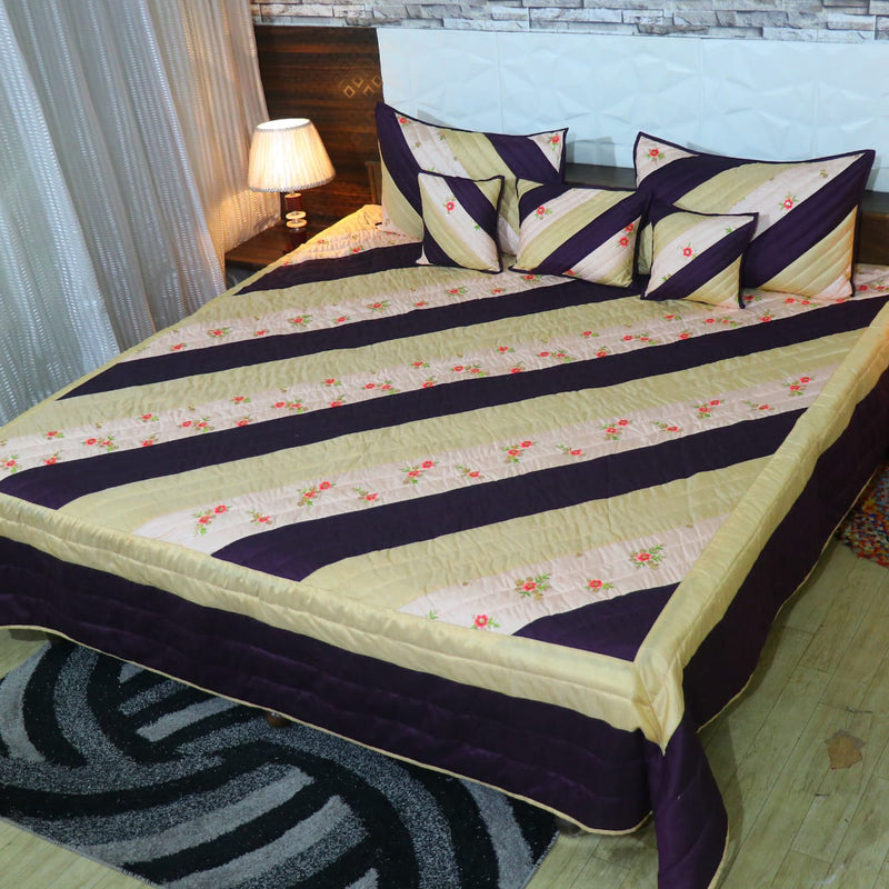 Fabby Decor Designer King Size Embroidered Quilted Bedcover