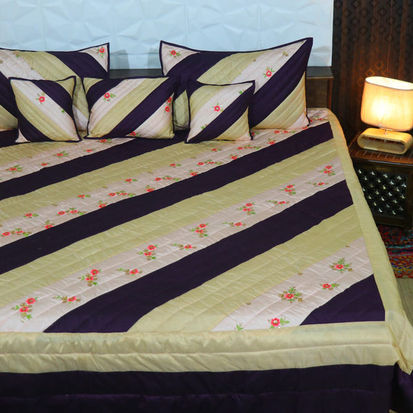 Fabby Decor Designer King Size Embroidered Quilted Bedcover