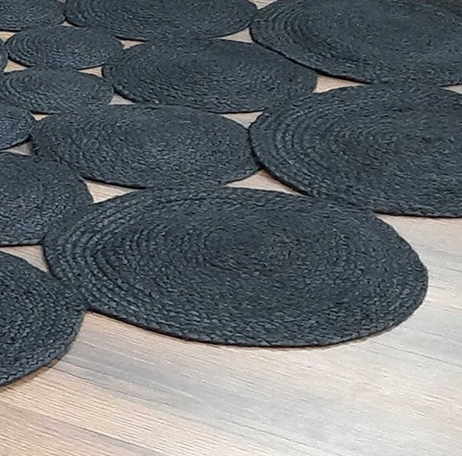 Braided Cotton Rug in Circular Round with Small Circle Pattern - 4x4 Feet (117x117 cm)
