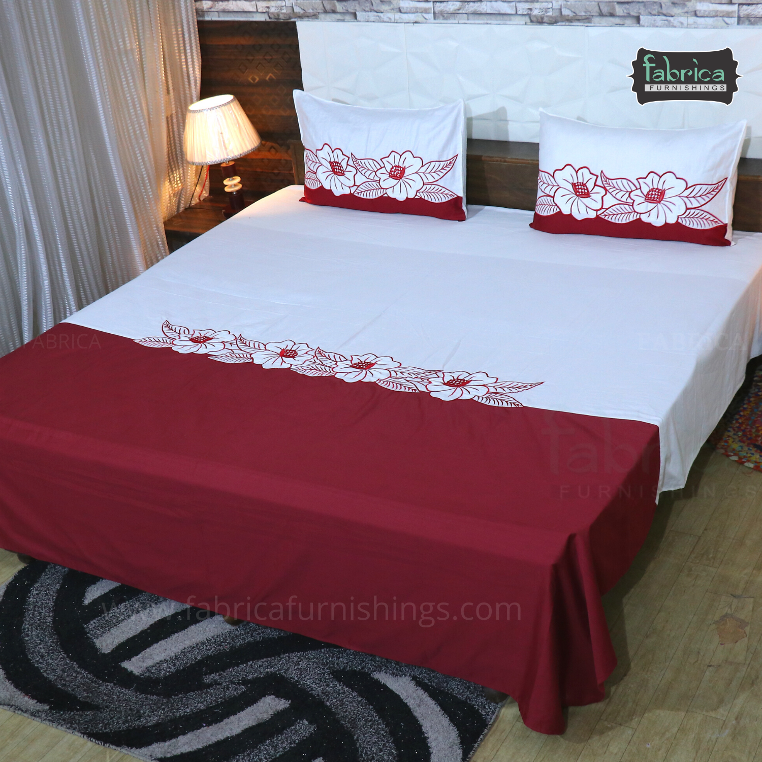 Fabby Decor Designer Embroidered king Size Bed Sheets
