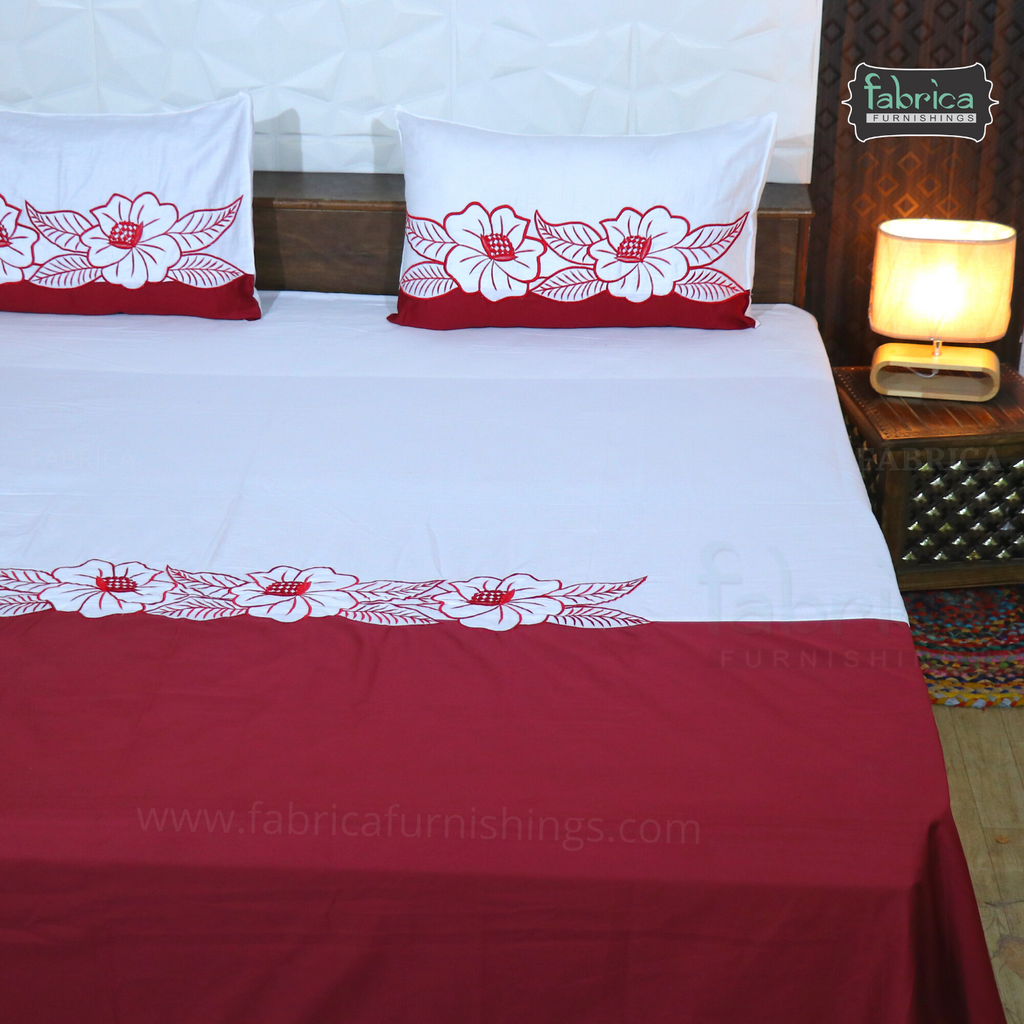 Fabby Decor Designer Embroidered king Size Bed Sheets