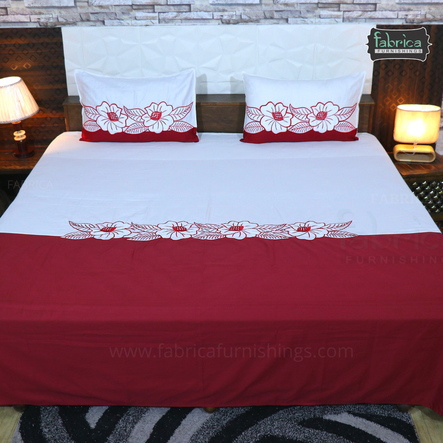Fabby Decor Designer Embroidered king Size Bed Sheets